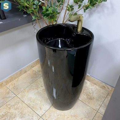 Умывальник (раковина) VBI AGRIENTO BLACK GLOSSY напольный, Черный/золото