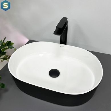 Умивальник (раковина) VBI VERONA 50 BLACK WHITE накладний, Чорний/золото