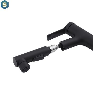 Смеситель для раковины с выдвижным изливом Kroner KRP Edelstahl Klassisch - SCH030-T, Черный матовый