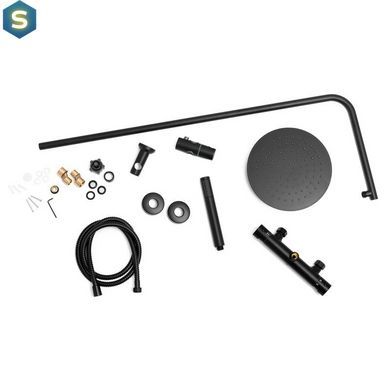 Душова система Yoka Ferra 25 Black з термостатом BP.FERRA-THERM-25-BLK, Черный матовый