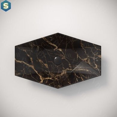 Умивальник (раковина) VBI VENEZIA S MARBLE BLACK MATT накладний, Мармур