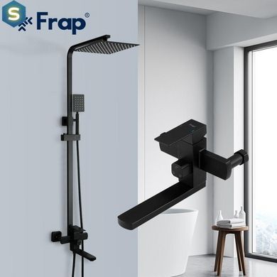 Душова система Frap F24802-6, вилив - перемикач на лійку, 1 режим, чорний, Черный матовый
