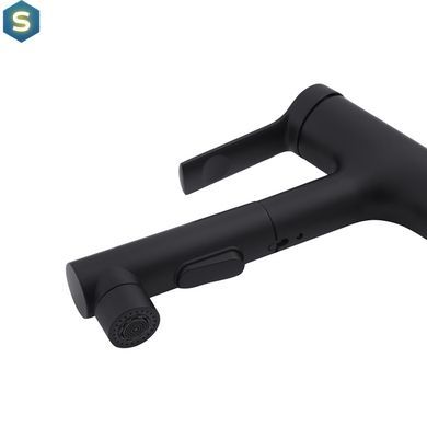Смеситель для раковины с выдвижным изливом Kroner KRP Edelstahl Klassisch - SCH030-T, Черный матовый
