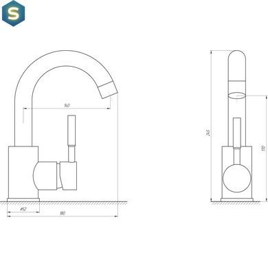 Смеситель для умывальника Globus Lux Alpen SBT1-101S-BB, Черный матовый