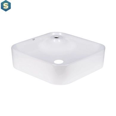 Умивальник Qtap Stork накладний квадратний 430x430x120 мм White + донний клапан PU02, Білий
