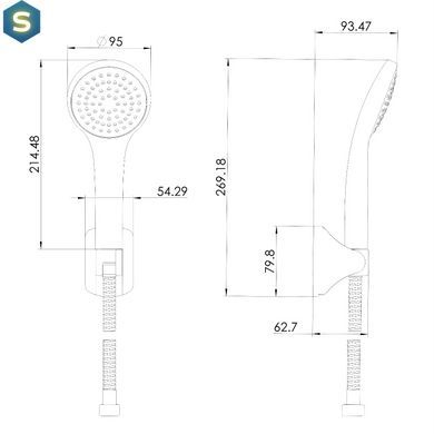 Душевой гарнитур Imprese Modus лейка 1 режим, держатель, шланг 1500 мм PVC black matt f03808210SP, Черный матовый