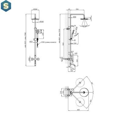 Душевая система Kroner KRP Edelstahl Klassisch - ESG063 CV022977, Хром матовый