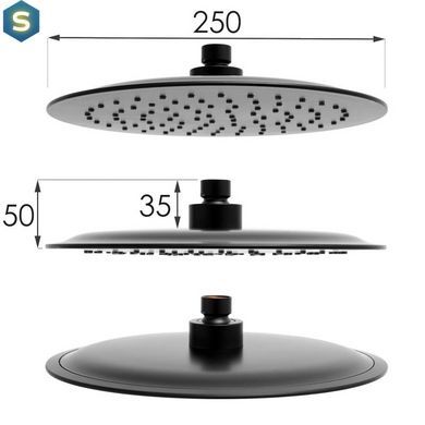 Душова система Yoka Ferra 25 Black з термостатом BP.FERRA-THERM-25-BLK, Черный матовый