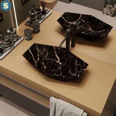 Умивальник (раковина) VBI VENEZIA S MARBLE BLACK MATT накладний, Мармур