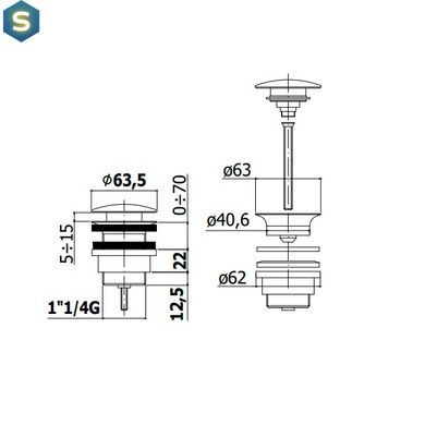 Донный клапан Paffoni ZSCA 050 CR, Хром