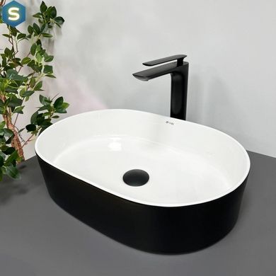 Умивальник (раковина) VBI VERONA 50 BLACK WHITE накладний, Чорний/золото