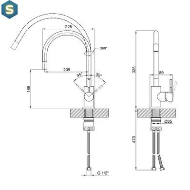 Змішувач для кухні Lidz Aria 04R-GFS, U-подібний гнучкий (k35) Lidz, Зелений матовий