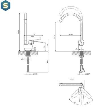 Смеситель для кухни Kroner KRM Odra - C032RED CV021172, Красный