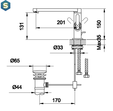 Змішувач для умивальника Kohlman Boxine Long хром низький QB150B, Хром