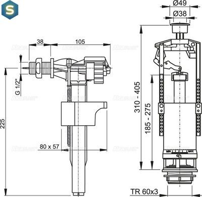 Випускний комплект зі стоп кнопкою, 1/2 "Alcaplast SA2000 1/2" CHROM