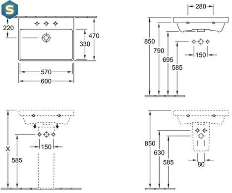 Умивальник Villeroy&Boch Avento 60x47 41586001, Білий