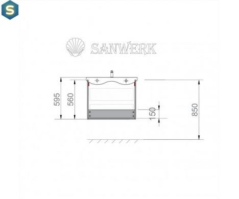 Тумба подвесная Sanwerk "Алесса Air" 60 белая с Топ панелью и умывальником "Rapid 50x35" (MV0000899), Белый