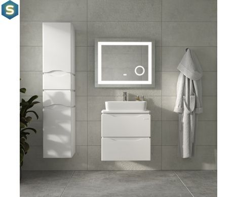 Тумба подвесная Sanwerk "Алесса Air" 60 белая с Топ панелью и умывальником "Rapid 50x35" (MV0000899), Белый