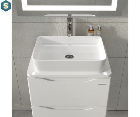 Тумба подвесная Sanwerk "Алесса Air" 60 белая с Топ панелью и умывальником "Rapid 50x35" (MV0000899), Белый