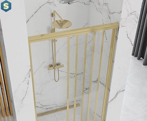 Душевая дверь Rea Alex 120 brushed gold REA-K2501, прозрачный, золотой
