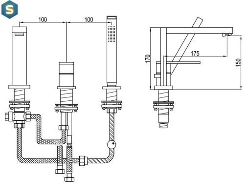 Змішувач на борт ванни Kohlman Nexen chrome QB241U, Хром