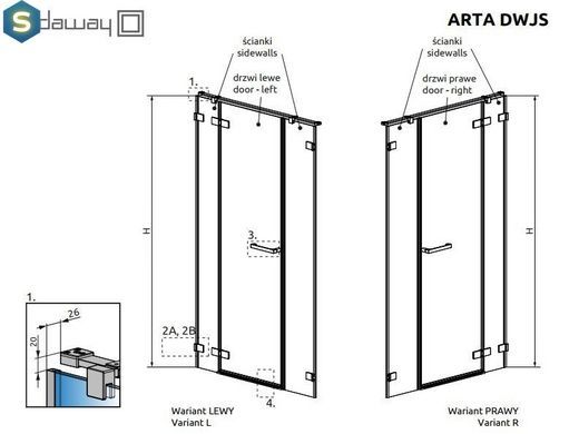 Душові двері Radaway Arta DWJS 140 см 386456-03-01L + 386122-03-01L