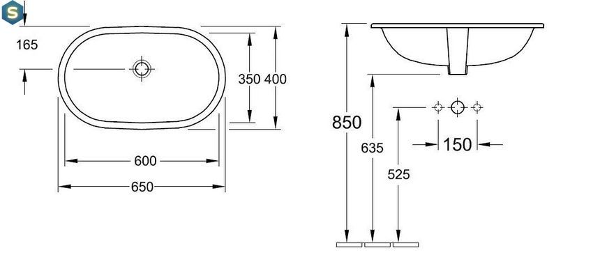 Умивальник Villeroy&Boch O.Novo 60X35 41626001, Білий