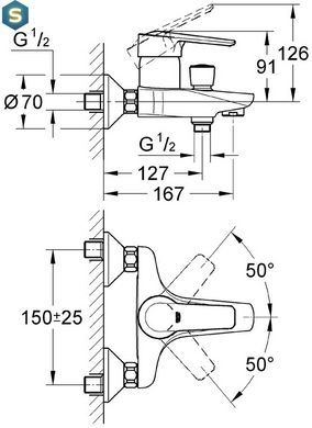 Смеситель для ванны Grohe Eurostyle Cosmopolitan 33591002