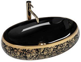 Умивальник Rea Meryl black/gold накладний REA-U8811, Чорний/золото