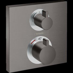 Термостат для душу Hansgrohe Ecostat Square brushed black chrome 15714340, Шліфований чорний хром