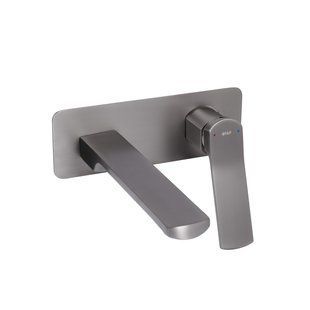 Смеситель для умывальника Qtap Slavonice скрытого монтажа QTSLA273GMB45920 Gunmetal Black PVD, Шлифованный черный хром