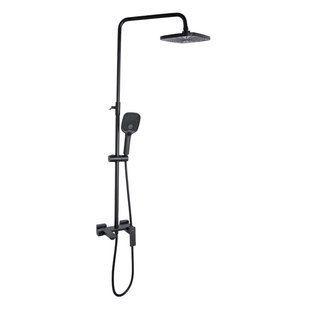 Душова система універсальна Qtap Gemini на три споживача (з виливом) QTGEM111BLM45686 Black matt, Черный матовый