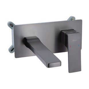 Смеситель для умывальника Qtap Gemini скрытого монтажа QTGEM273GMB45695 Gunmetal Black PVD, Шлифованный черный хром