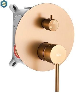 Душова система Rea Lungo brushed copper з виливом + BOX прихованого монтажу REA-P8810, Теплый закат