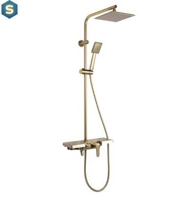Душевая система Rea Bravo brushed gold с изливом REA-P4121, Золотой