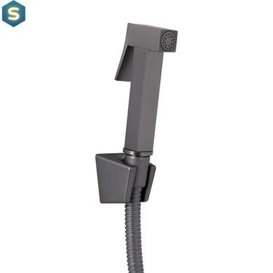 Смеситель с гигиенической лейкой Qtap Gemini QTGEM272GMB45692 Gunmetal Black PVD, Шлифованный черный хром