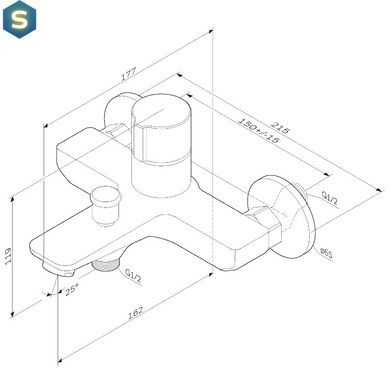 Смеситель для ванны Am.Pm X-Joy TouchReel black F85A10522, Черный матовый