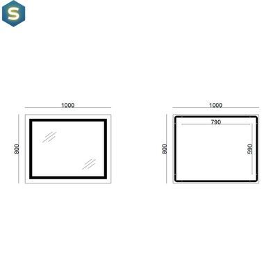 Зеркало Lidz Kubis 1000х800 с LED-подсветкой Touch, с антизапотеванием, с диммером яркости LD78LF61410080