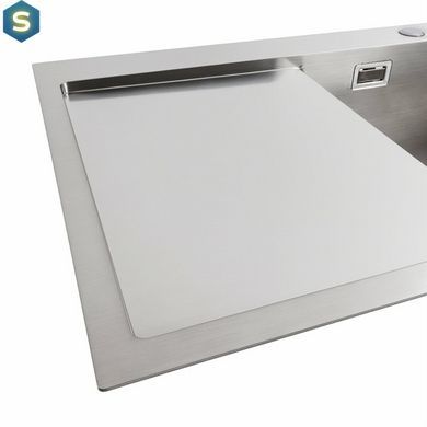 Кухонная мойка Platinum Handmade нержавейка 78x50B R (два отверстия, квадратный сифон 3.0/1.0), Нержавеющая сталь
