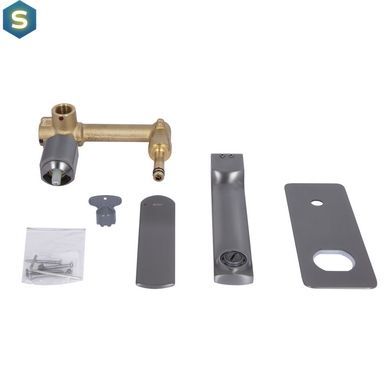 Змішувач для умивальника Qtap Slavonice прихованого монтажу QTSLA273GMB45920 Gunmetal Black PVD, Шліфований чорний хром