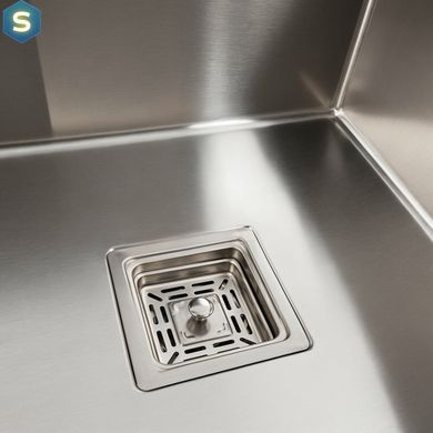 Кухонная мойка Platinum Handmade нержавейка 78x50B R (два отверстия, квадратный сифон 3.0/1.0), Нержавеющая сталь