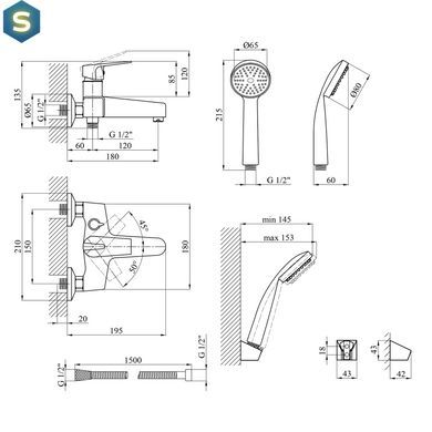 Змішувач для ванної Kroner KRM Odra - C060 CV019268, Хром