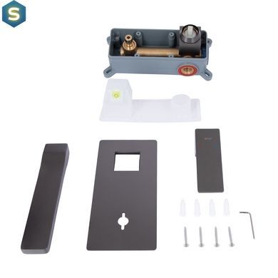 Смеситель для умывальника Qtap Gemini скрытого монтажа QTGEM273GMB45695 Gunmetal Black PVD, Шлифованный черный хром