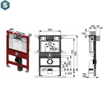 Инсталляция скрытого монтажа для унитаза (H-82 см) Tece 9300380 (9.300.001)