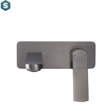 Змішувач для умивальника Qtap Slavonice прихованого монтажу QTSLA273GMB45920 Gunmetal Black PVD, Шліфований чорний хром