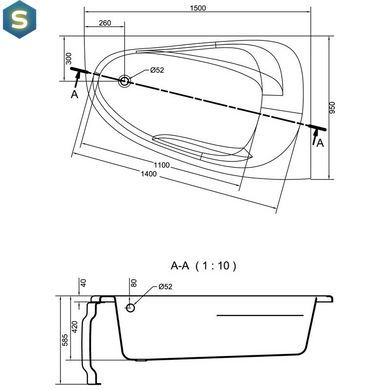 Ванна акриловая Cersanit Joanna New 150x95 R
