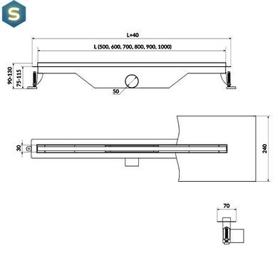 Трап для душа Cersanit Tako линейный Slim 80 нержавеющая сталь S907-014