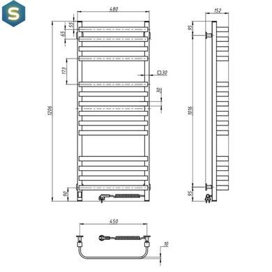 Електрична рушникосушка Navin Stugna 480x1200 Sensor права біла 12-028153-3680, Білий, Праве, Електронний