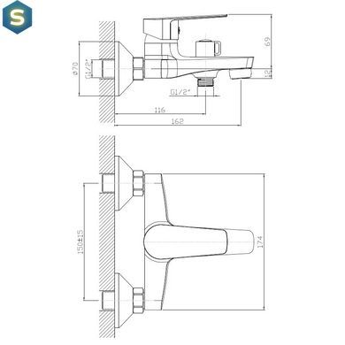 Смеситель для ванны RJ Lotus хром RBZZ002-3, Хром