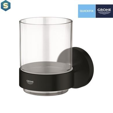 Стакан с держателем для ванной комнаты Grohe QuickFix Start 411942430, Черный/золото